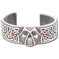 Pewter Celtic Skull Cuff Bracelet