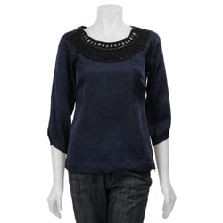 BCBGeneration Women's 3/4-sleeve Loop Trim Top
