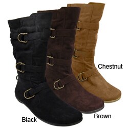 Glaze by Adi Women's Microsuede Double D-ring Flat Boots
