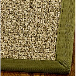 Hand-woven Casual Natural/ Olive Seagrass Runner (2'6 x 12')