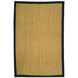 Hand-woven Diamonds Natural/ Blue Seagrass Rug (3' x 5')