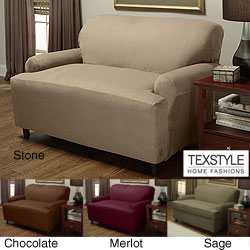 TexStyle Stretch Microsuede 1-piece T-cushion Sofa Slipcover