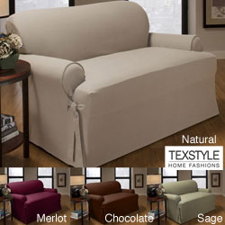 TexStyle Peachskin Microfiber Suede T-cushion Loveseat Slipcover