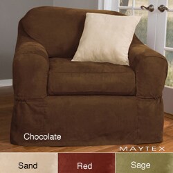 Maytex Piped Suede 2-piece Patented Chair Slipcover