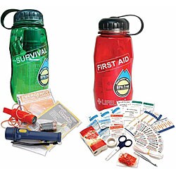 Lifeline Waterbottle 'First Aid in a Bottle' and 'Survival in a Bottle' Kits