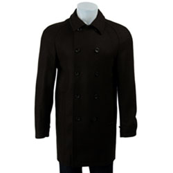 French Connection Men's Dark Brown Wool/Cashmere Blend Coat