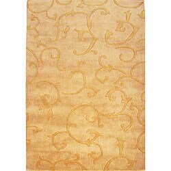 Hand-tufted Alexa Pino Collection Scroll Vines Gold Rug (7'6 x 9'6)
