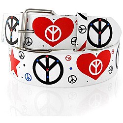 Women's Peace, Stars and Hearts Faux Leather Belt