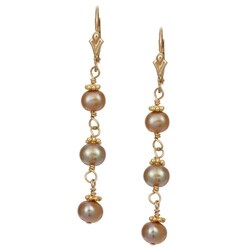 Charming Life 14k Goldfill Champagne Pearl Earrings (6-6.5 mm)