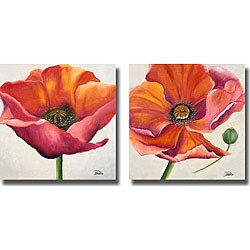 P. Pinto 'Poppy Flower I & II' Canvas 2-piece Set