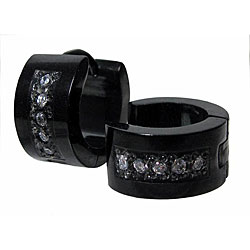 Black-plated Stainless Steel Cubic Zirconia Earrings