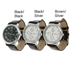 Geneva Platinum Men's Faux Leather Strap Watch