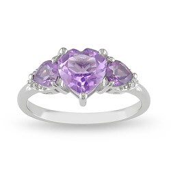 10k Gold Amethyst and Diamond Accent Heart Ring