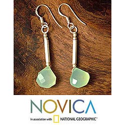 Silver Chalcedony 'Spring Showers' Drop Earrings (India)