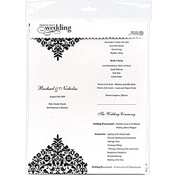 Black and White Flocked Damask Programs (Pack of 12)
