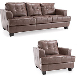 Rialto Premium Brown Leather Sofa and Chair Set