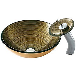 Vigo Bronze Glass Vessel Sink and Matching Faucet