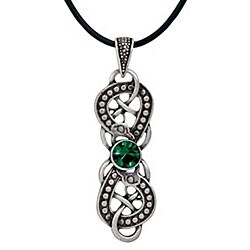 Pewter Green Cubic Zirconia Celtic Serpent Necklace