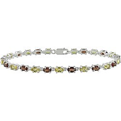 Sterling Silver Citrine and Garnet Bracelet