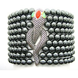 Meredith Leigh Sterling Silver Hematite Snake Bracelet