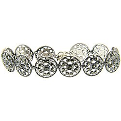 Sterling Silver Marcasite Filigree Design Medallion Bracelet