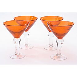 Certified International Orange Bubble 8-oz Martini Glasses (Set of 8)