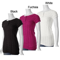 Ci Sono by Adi Junior's Short-sleeve Cable Knit Sweater