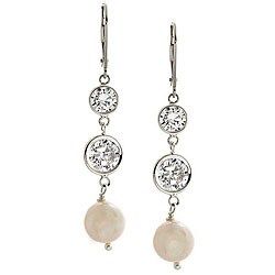 Marissa by Zoe B Silver Pearl/ Cubic Zirconia Earrings (10 mm)