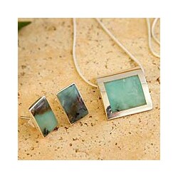 Sterling Silver 'Dawn Sky' Opal Jewelry Set (Peru)