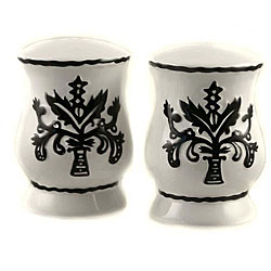 Hand-painted Black/ White Deluxe Salt and Pepper Shaker Set