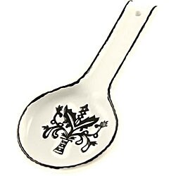 Hand-painted Black and White Spoon Rest