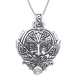 Sterling Silver Moonstone Green Man Trinity Necklace