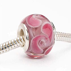 Glass Lampwork European-style 14-mm Pink Paisley Charm Beads (Set of 2)