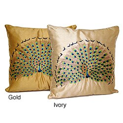 Peacock Embroidered Throw Pillow