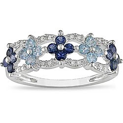 10k Gold Sapphire/ Blue Topaz and Diamond Ring