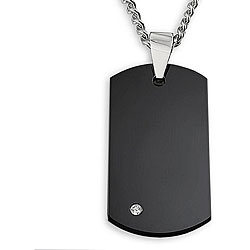 Men's Tungsten Black-plated Carbide Diamond Dog Tag