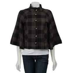 Larry Levine Women's Cape Sleeve Plaid Jacket