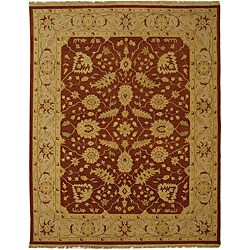 Indo Handmade Sumak Flatweave Foli Red/ Beige Wool Rug (6' x 9')