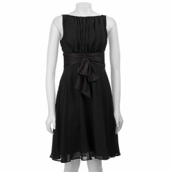 London Times Women's Black Sleeveless Chiffon Dress