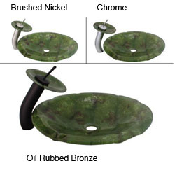 Geyser Emerald Reef Glass Vessel Sink and Waterfall Faucet Combo