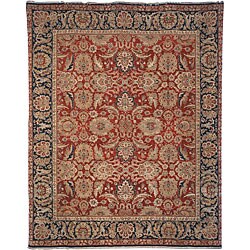 Heirloom Hand-knotted Treasures Red/ Navy Wool Rug (8' x 10')