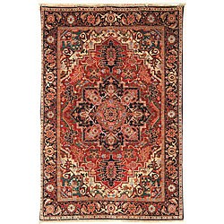 Heirloom Treasures Hand-knotted Red Wool Rug (8' x 10')