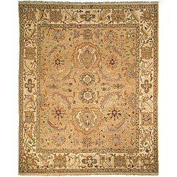Oushak Legacy Hand-knotted Sari Gold/ Ivory Wool Rug (9' x 12')