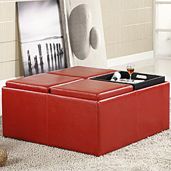Charlotte Faux Leather Cocktail Storage Ottoman