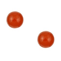 14k Yellow Gold Red Jade Stud Earrings
