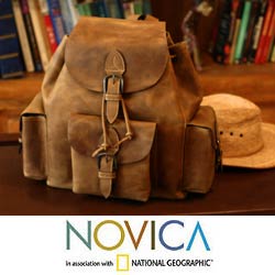 'Weathered In Honey Brown' Leather Backpack (Mexico)