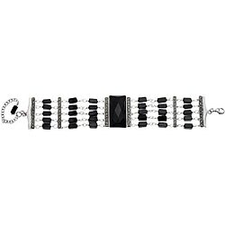 Ken Craft Sterling Silver Black Onyx and Marcasite Bracelet