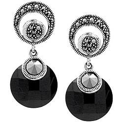 Ken Craft Sterling Silver Black Cubic Zirconia Earrings