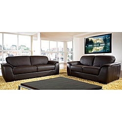 Monaco Dark Brown Premium Italian Leather Sofa and Loveseat
