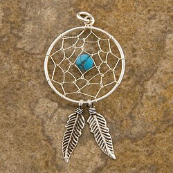 Sterling Silver 'Dreamcatcher' Turquoise Pendant (Thailand)